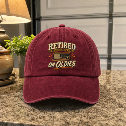 39 schedule runs on oldies printed vintage washed cap, front-facing hero view