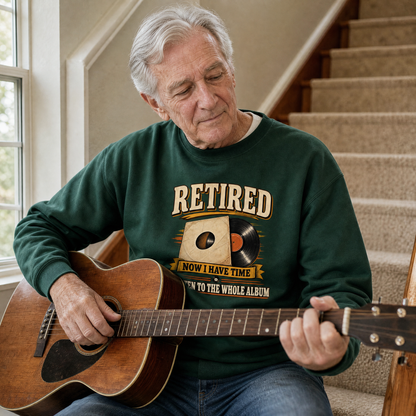 Vintage sweatshirt featuring printed “37 time for the whole album” design in lifestyle setting.