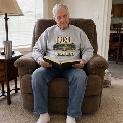 vintage sweatshirt with The Dial Was The Playlist printed design