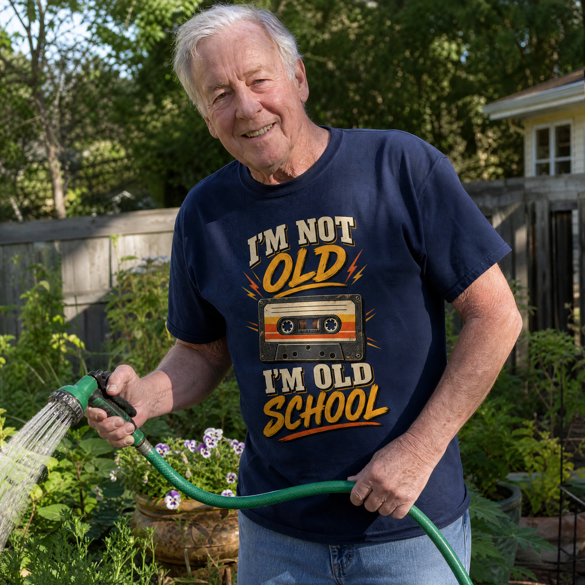 Vintage t-shirt with printed 41 i m old school ideogram 4x design
