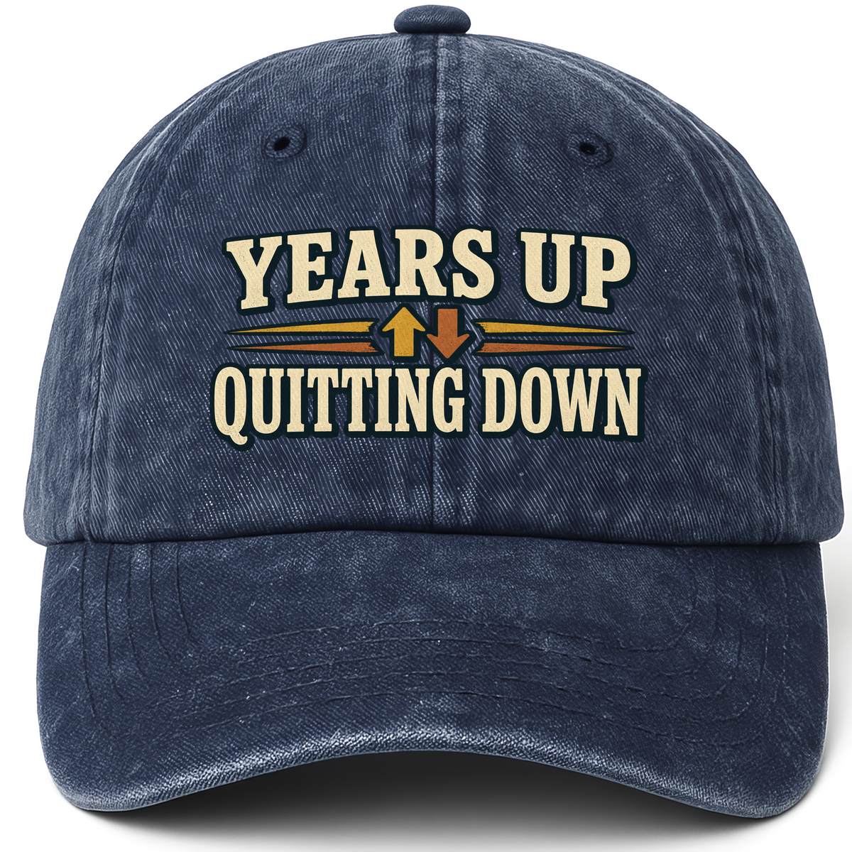 Navy vintage washed cap with Years Up Outting Down printed front design