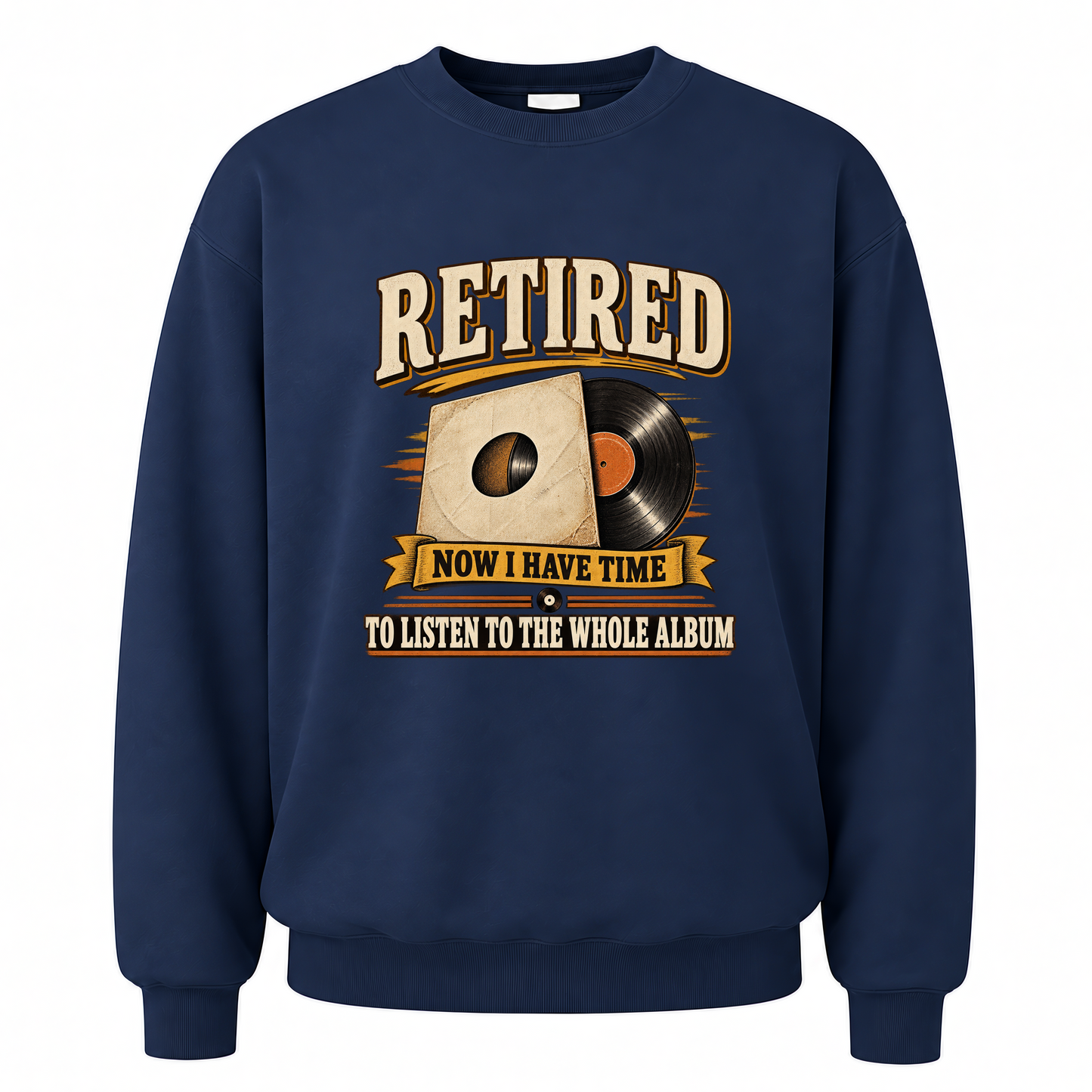 Navy vintage sweatshirt with 37 time for the whole album ideogram 4x printed front design