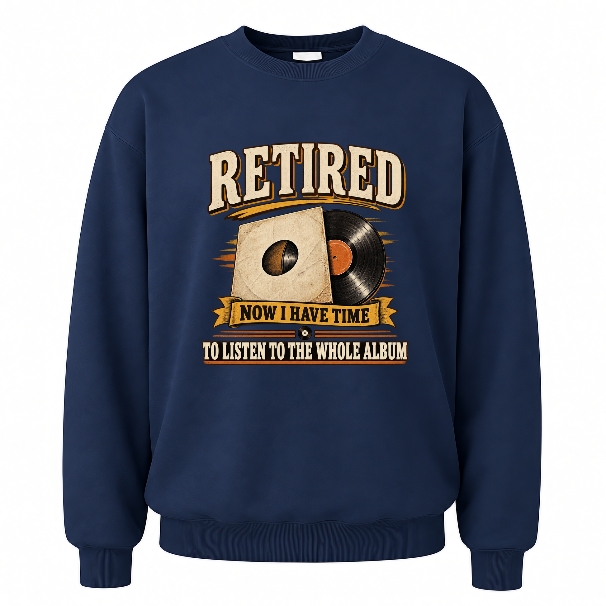 Navy vintage sweatshirt with 37 time for the whole album ideogram 4x printed front design