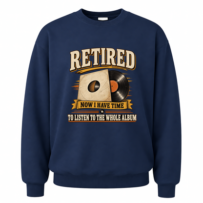Navy vintage sweatshirt with 37 time for the whole album ideogram 4x printed front design