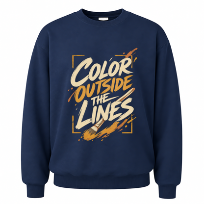Navy vintage sweatshirt with Painting Outside The Lines printed front design