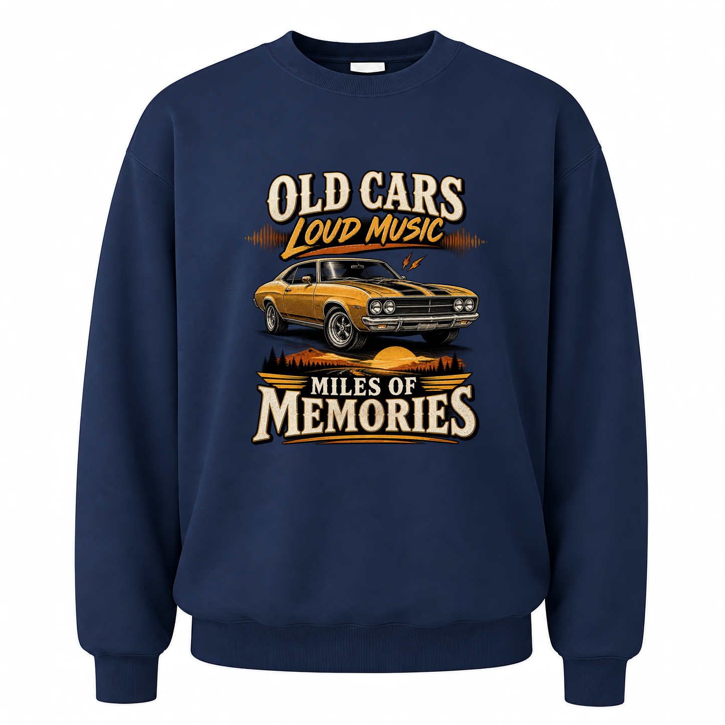 Navy vintage sweatshirt with Happy Weekend! printed front design