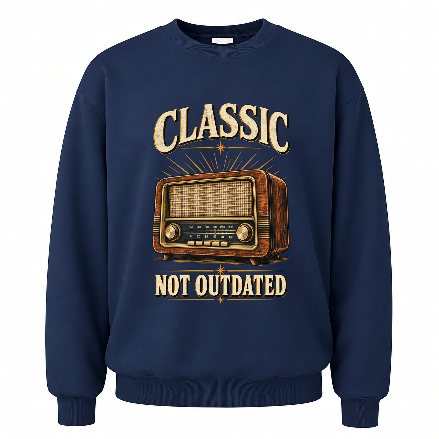 Navy vintage sweatshirt with 44 classic not outdated ideogram 4x printed front design