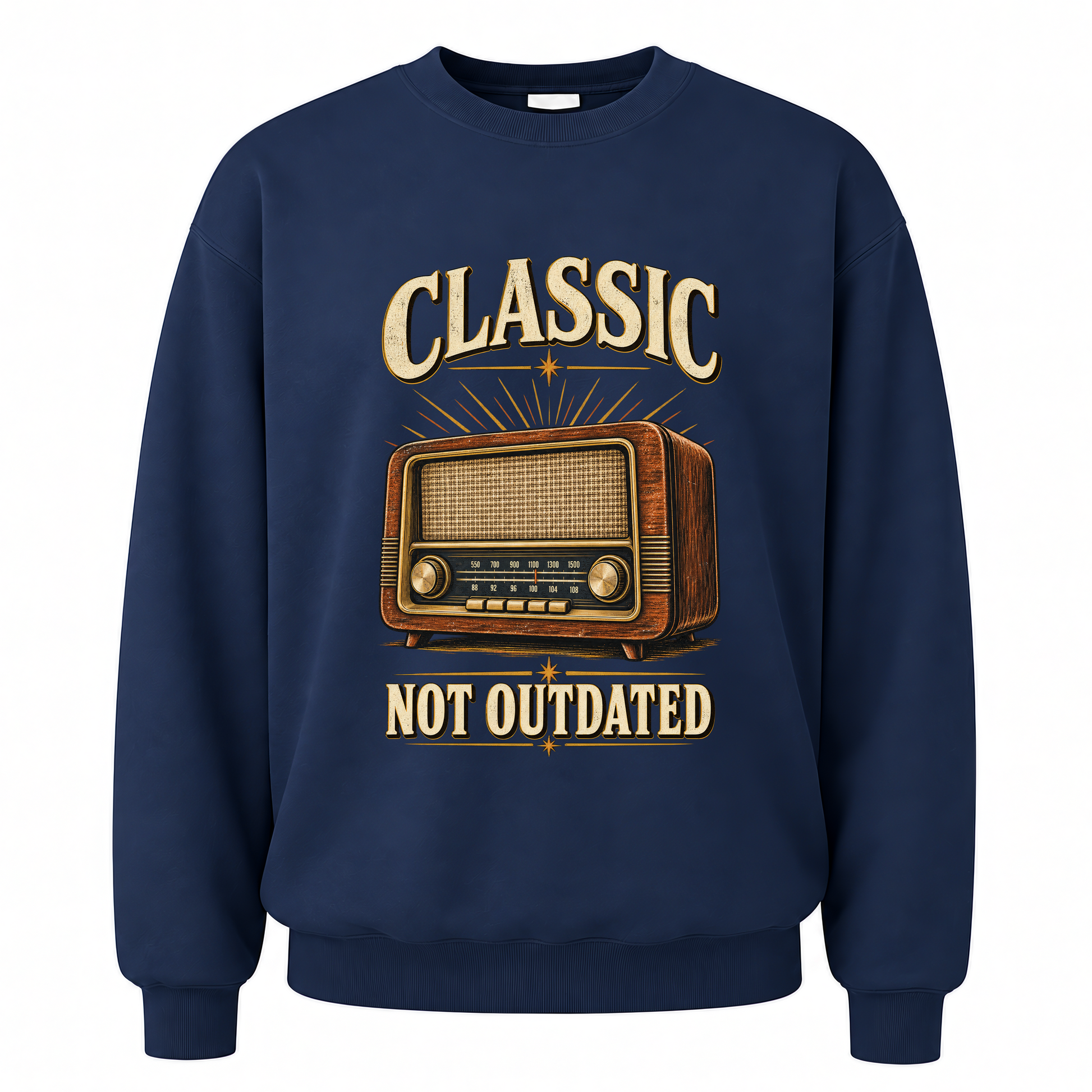 Navy vintage sweatshirt with 44 classic not outdated ideogram 4x printed front design