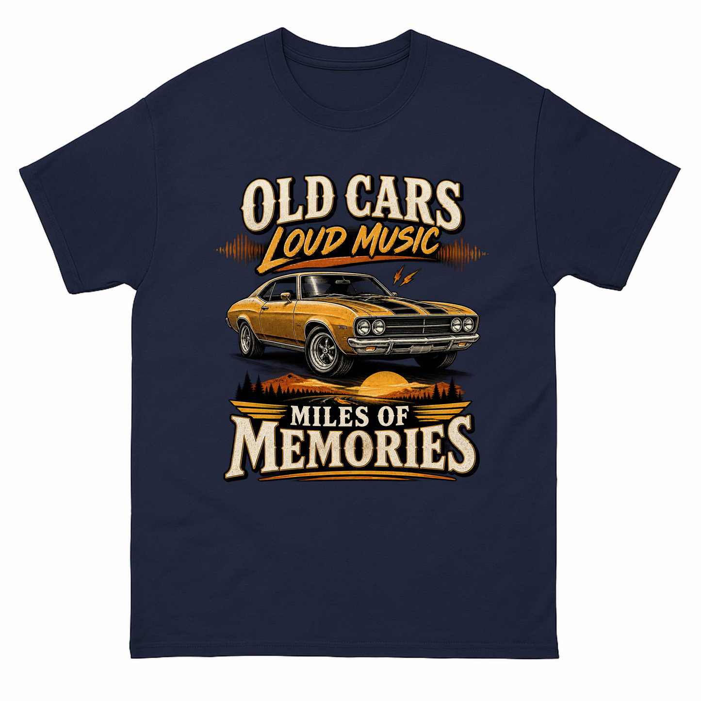 Navy vintage t-shirt with Happy Weekend! printed front design