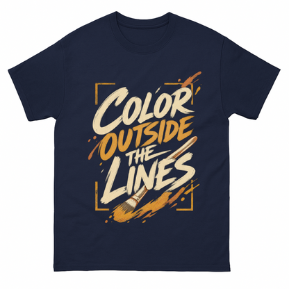 Navy vintage t-shirt with Painting Outside The Lines printed front design