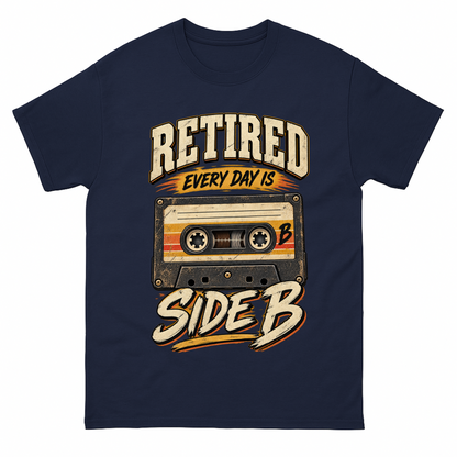 Navy vintage t-shirt with 38 every day is side b ideogram 4x printed front design