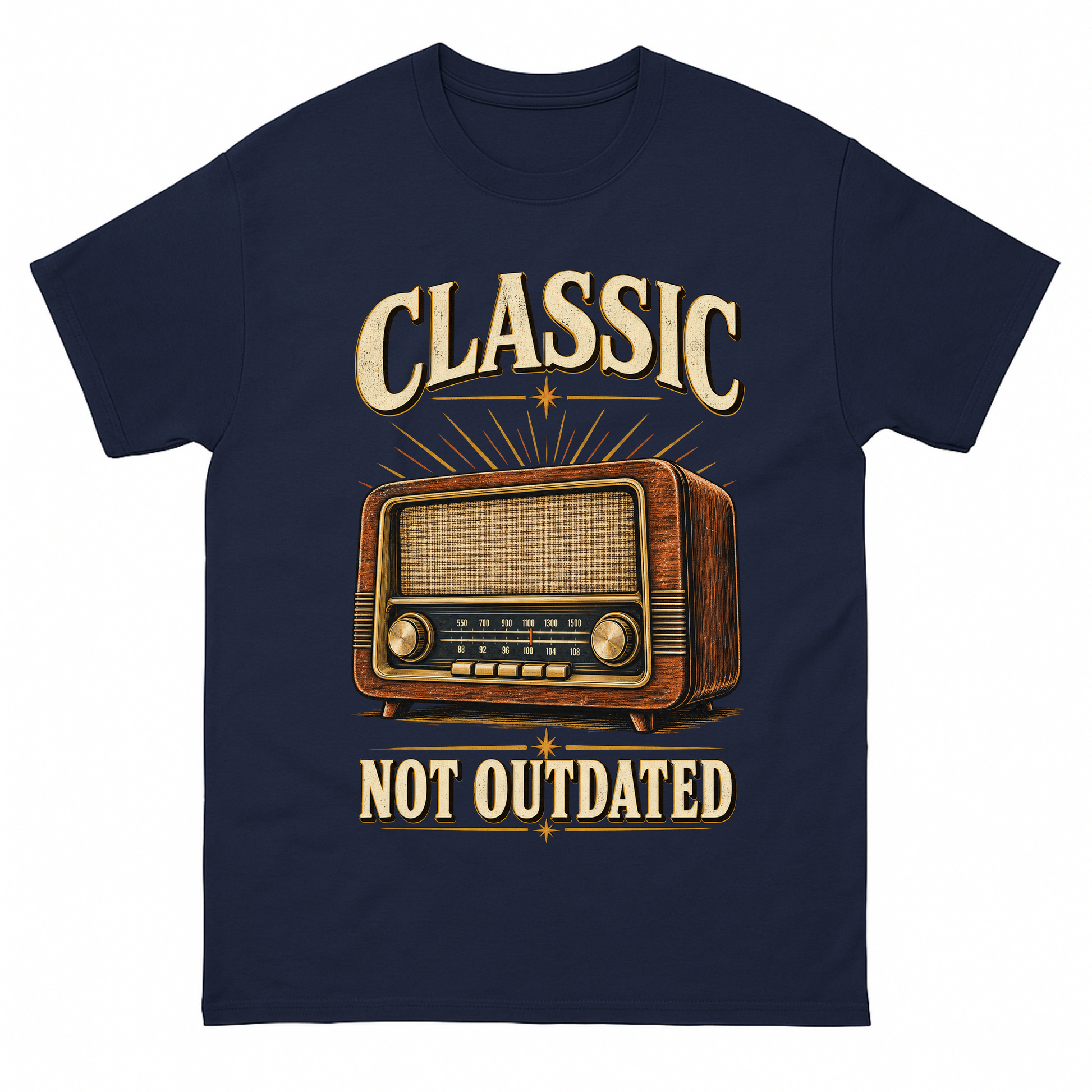 Navy vintage t-shirt with 44 classic not outdated ideogram 4x printed front design