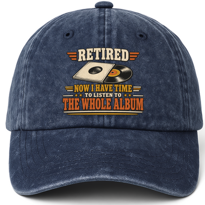 Navy vintage washed cap with 37 time for the whole album ideogram 4x TRIM pad80 printed front design