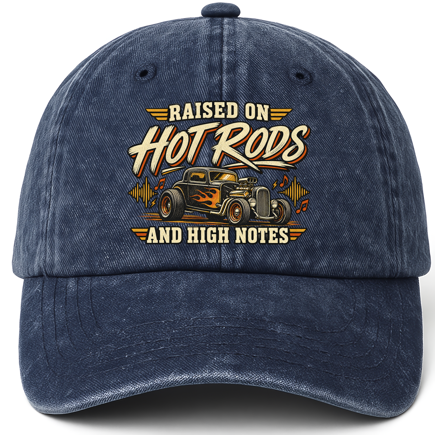 Navy vintage washed cap with Find Your Undertone Before You Pick A Palette printed front design