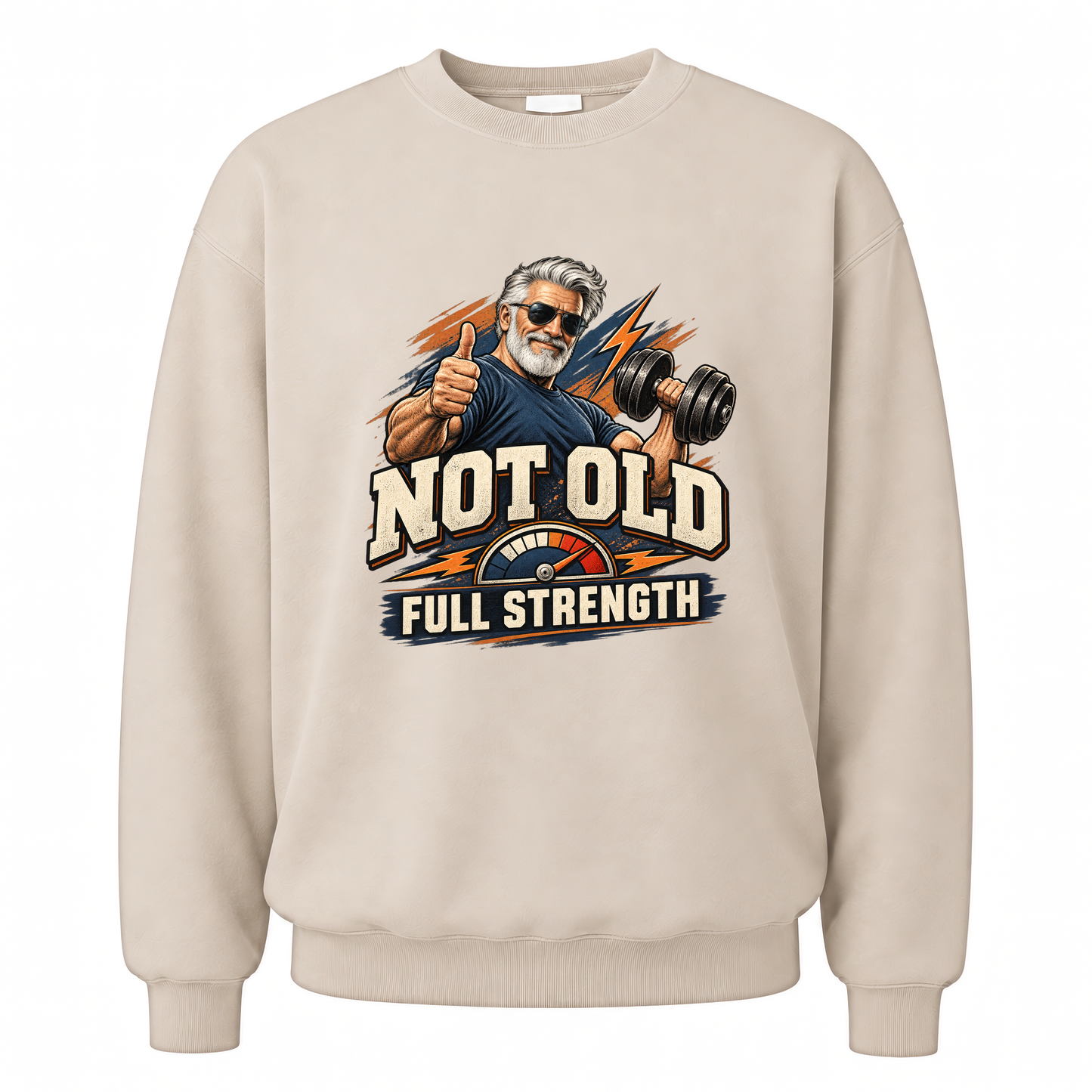 Sand vintage sweatshirt with Arnold Full Strength printed front design