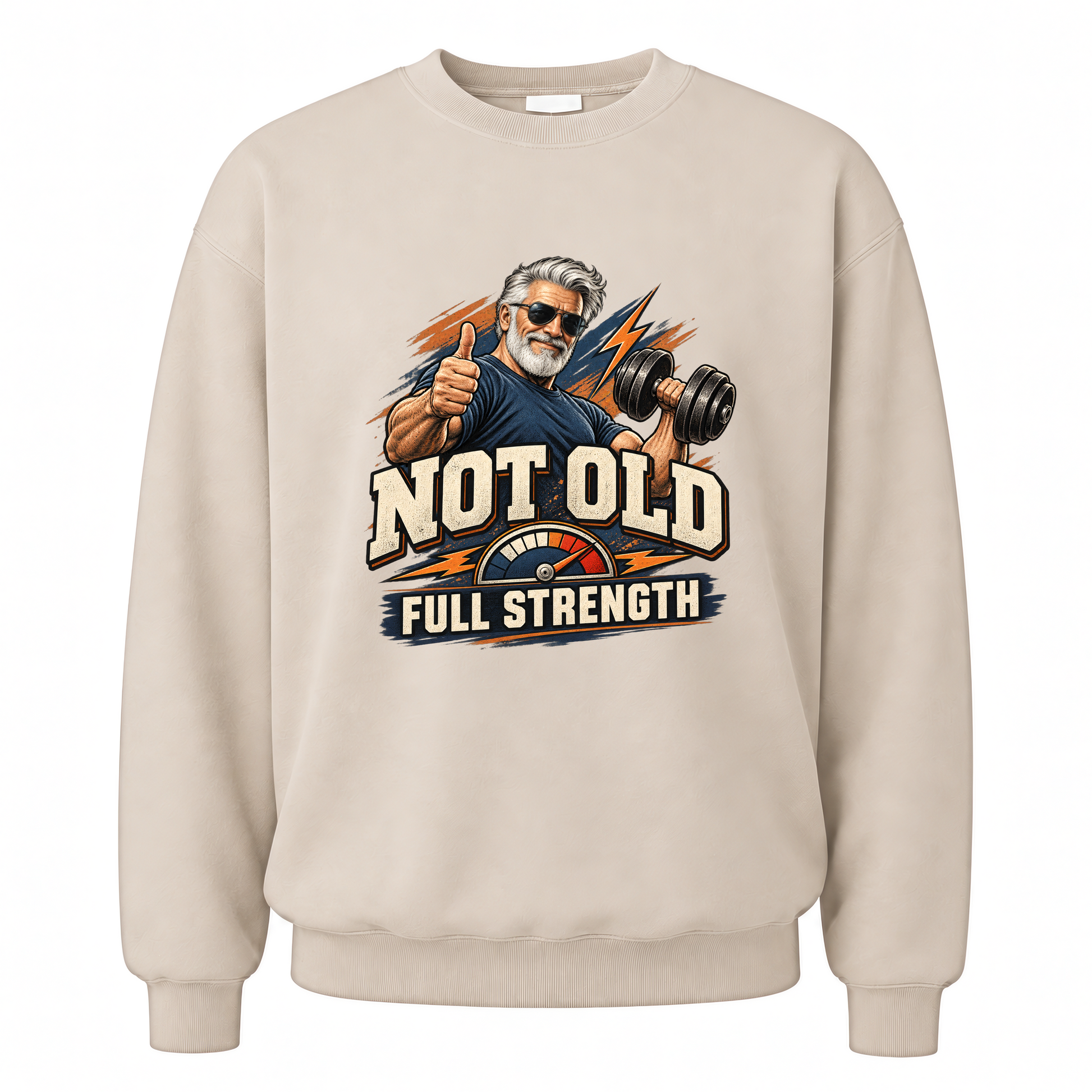 Sand vintage sweatshirt with Arnold Full Strength printed front design