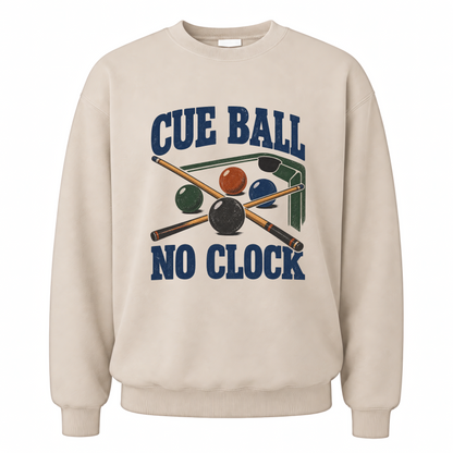 Sand vintage sweatshirt with Cue Ball No Clock printed front design