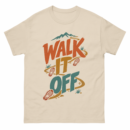 Sand vintage t-shirt with Walk It Off printed front design