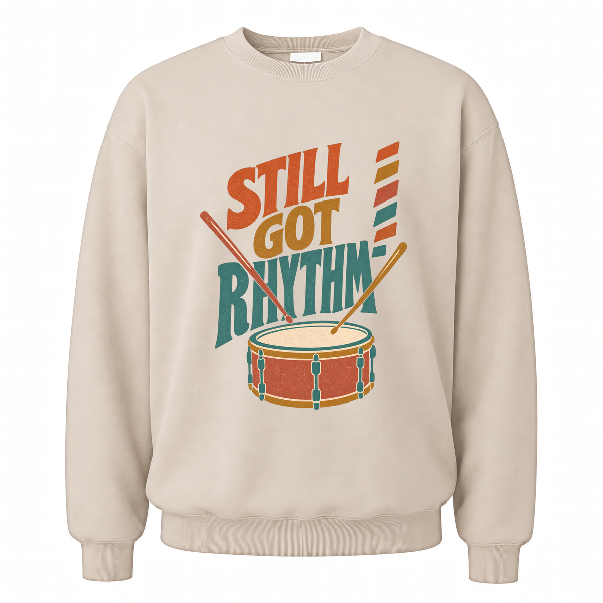 Sand vintage sweatshirt with Still Got Rhythm printed front design