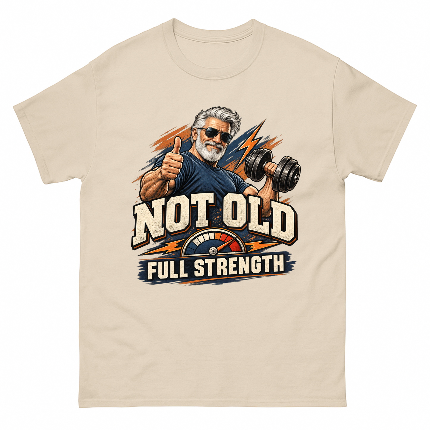 Sand vintage t-shirt with Arnold Full Strength printed front design