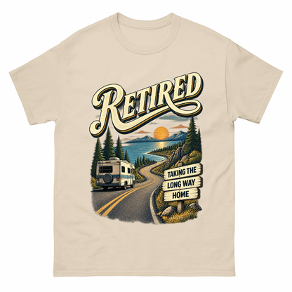Sand vintage t-shirt with Taking The Long Way Home printed front design