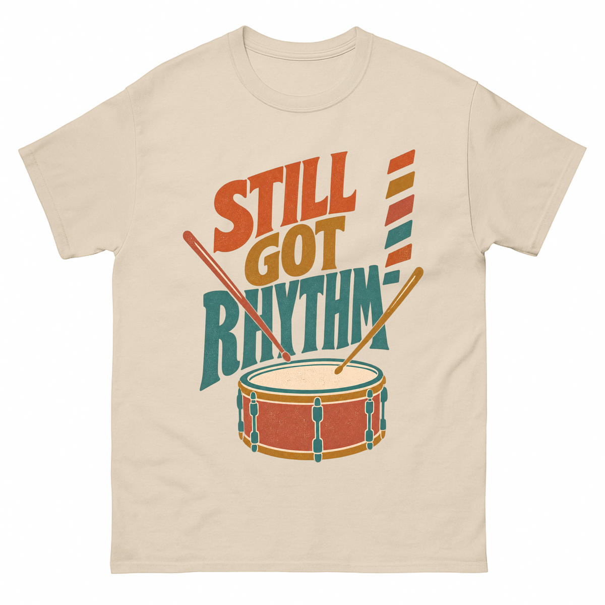 Sand vintage t-shirt with Still Got Rhythm printed front design