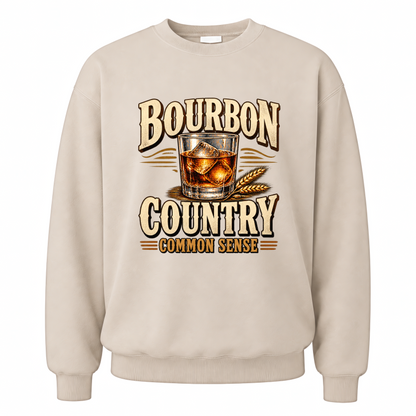 Sand vintage sweatshirt with Bourbon Country Common Sense printed front design