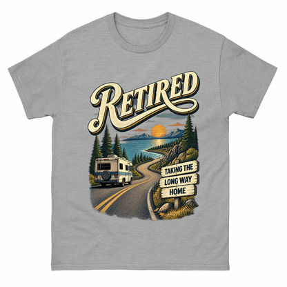 Sport Grey vintage t-shirt with Taking The Long Way Home printed front design