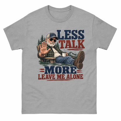 Sport Grey vintage t-shirt with Less Talk More Leave Me Alone printed front design