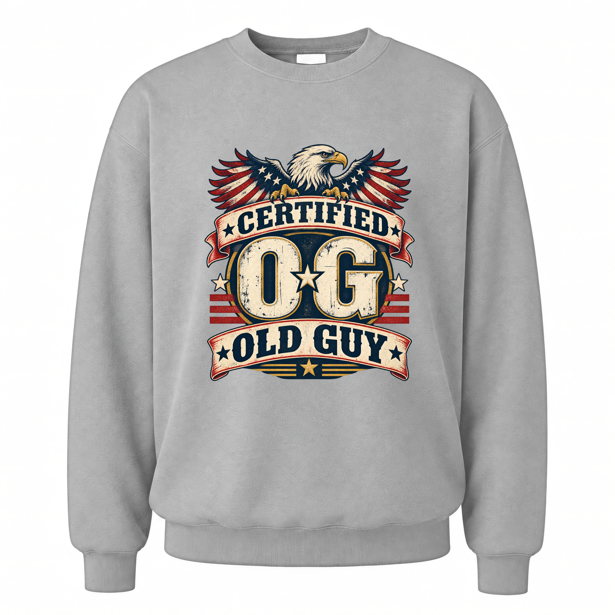 Sport Grey vintage sweatshirt with Certified OG Old Guy printed front design