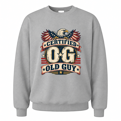 Sport Grey vintage sweatshirt with Certified OG Old Guy printed front design