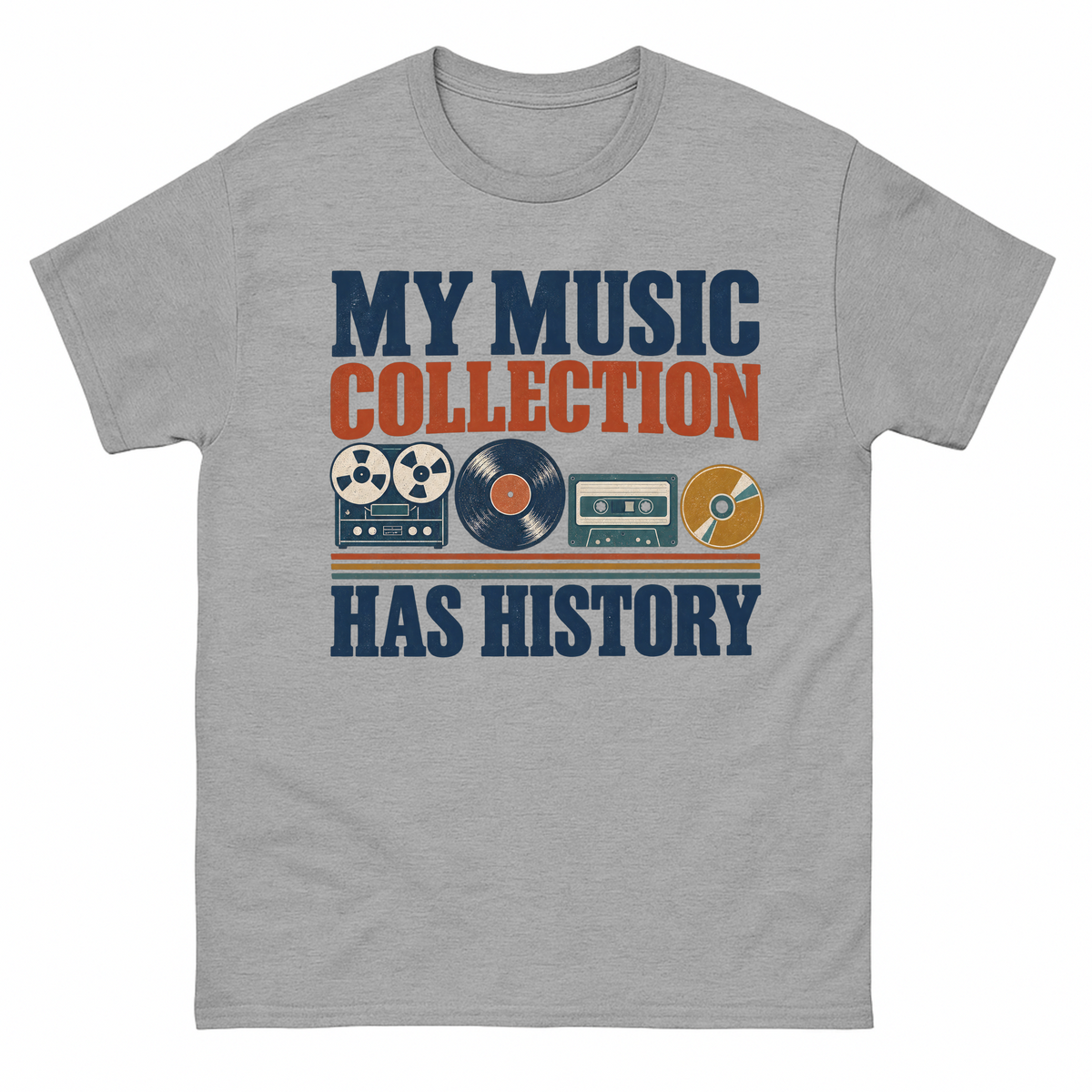 Sport Grey vintage t-shirt with My Music Collection Has History printed front design