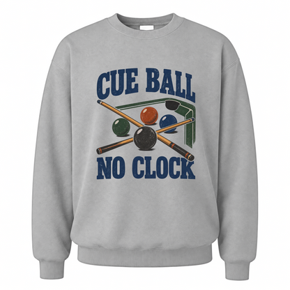 Sport Grey vintage sweatshirt with Cue Ball No Clock printed front design