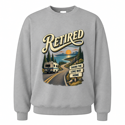 Sport Grey vintage sweatshirt with Taking The Long Way Home printed front design