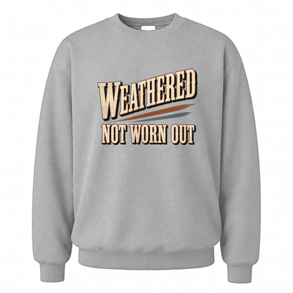 Sport Grey vintage sweatshirt with Weathered Not Worn Out printed front design