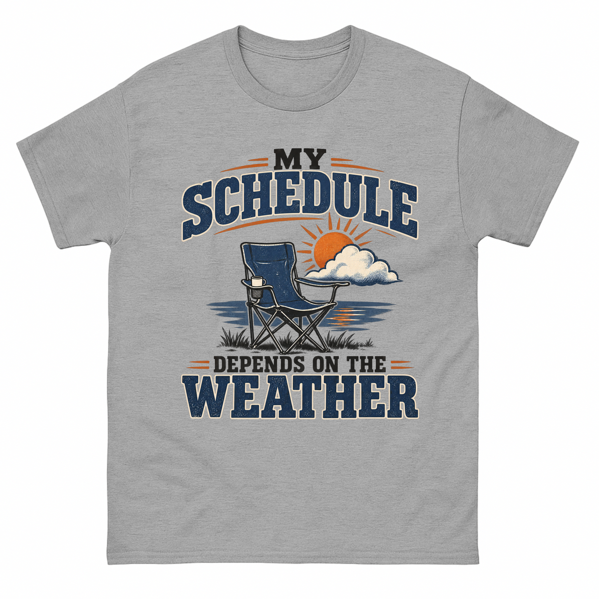 Sport Grey vintage t-shirt with My Schedule Depends On The Weather printed front design