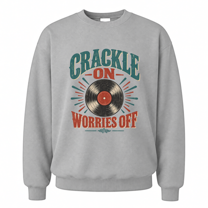 Sport Grey vintage sweatshirt with Crackle On Worries Off printed front design