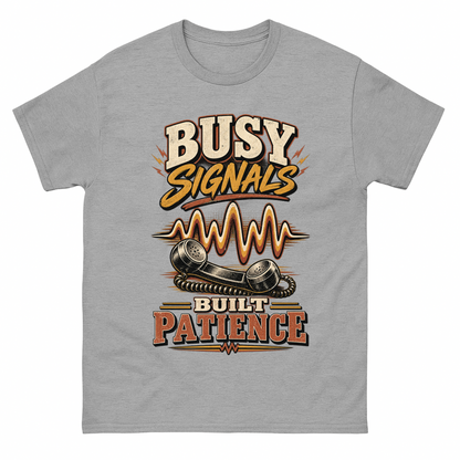 Sport Grey vintage t-shirt with Busy Signals Built Patience printed front design