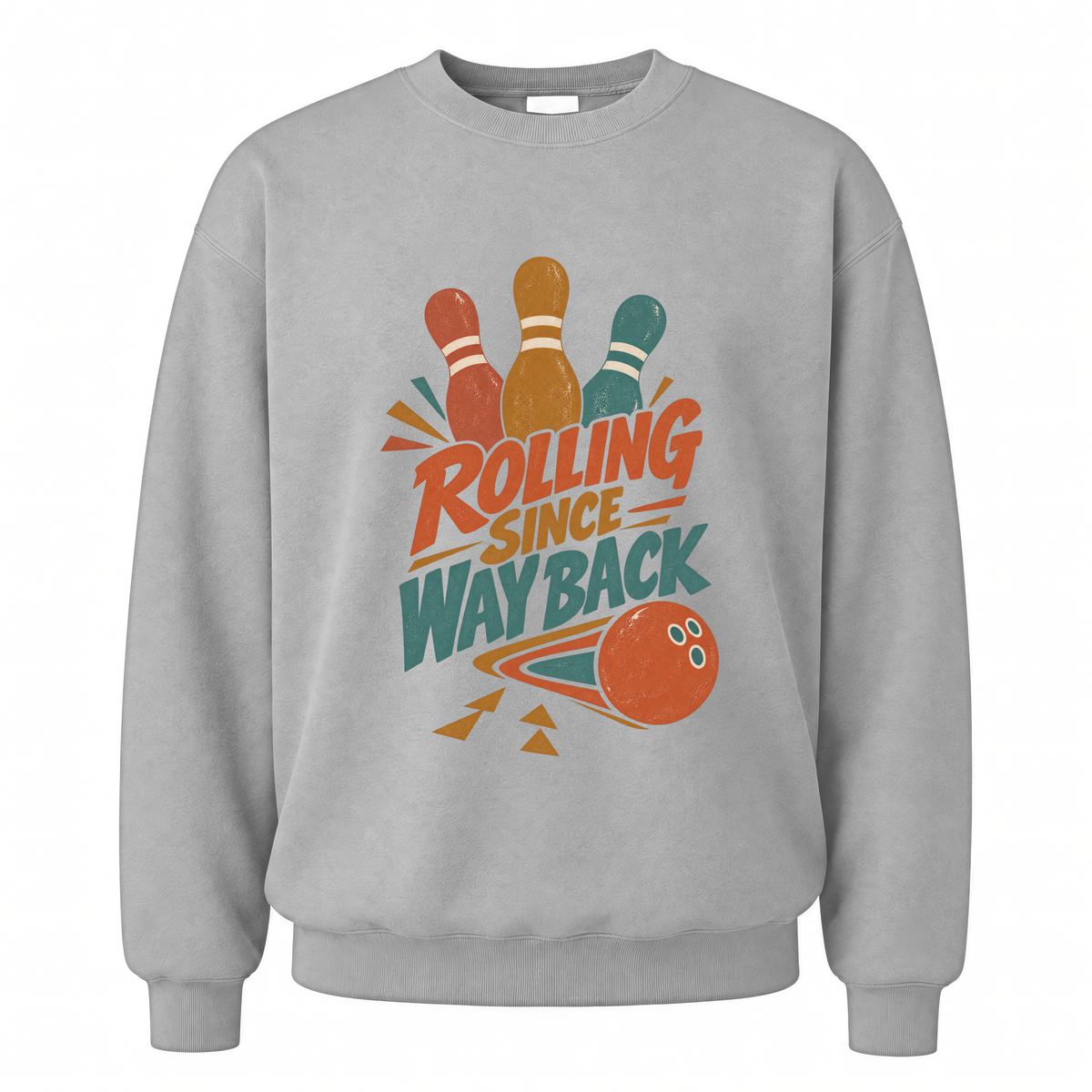 Sport Grey vintage sweatshirt with Bowling Since Way Back printed front design