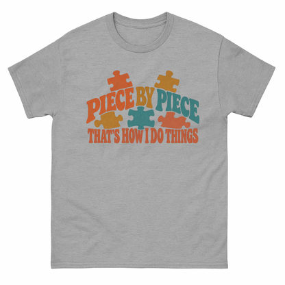 Sport Grey vintage t-shirt with Piece By Piece. That's How I Do Things printed front design