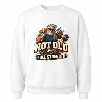 White vintage sweatshirt with Arnold Full Strength printed front design