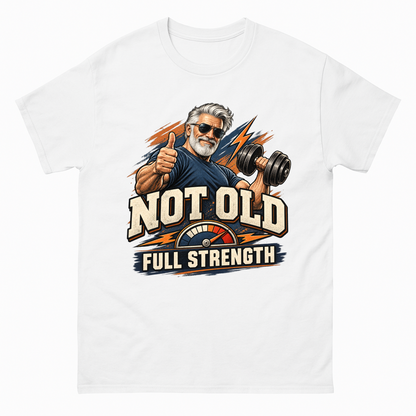 White vintage t-shirt with Arnold Full Strength printed front design