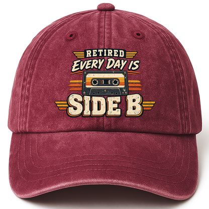 Wine Red vintage washed cap with 38 every day is side b ideogram 4x TRIM pad80 printed front design
