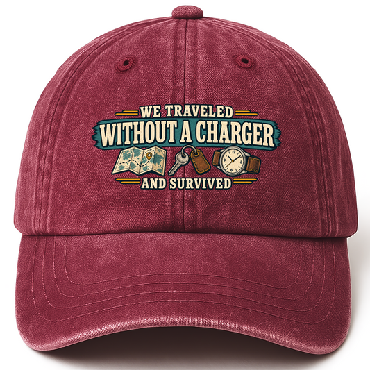 Wine Red vintage washed cap with 64 no charger needed ideogram 4x printed front design