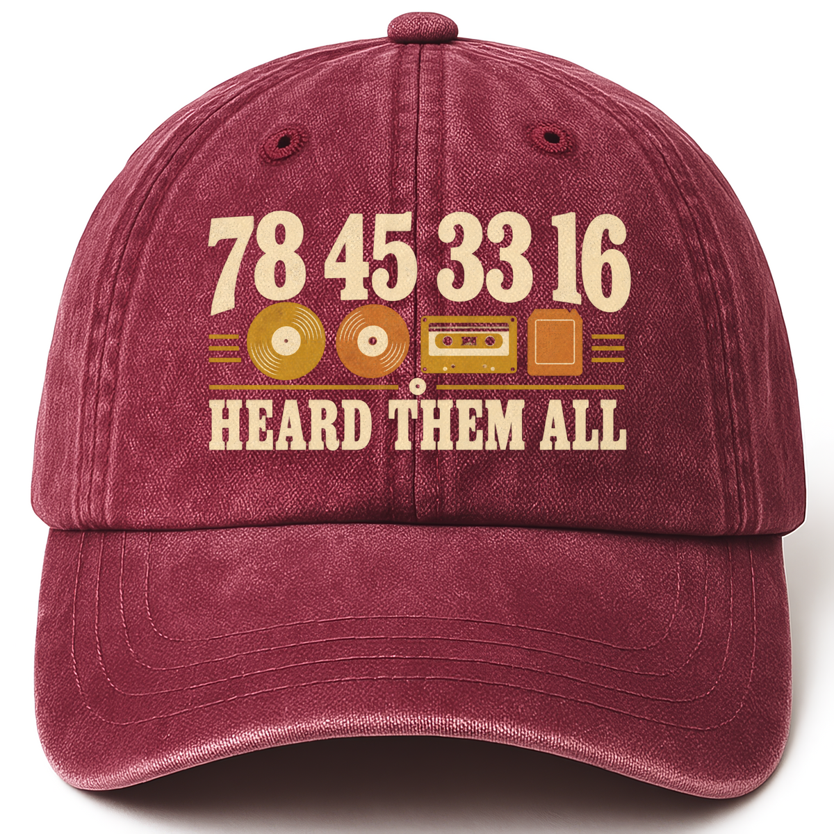 Wine Red vintage washed cap with 7845 3316 Heard Them All printed front design