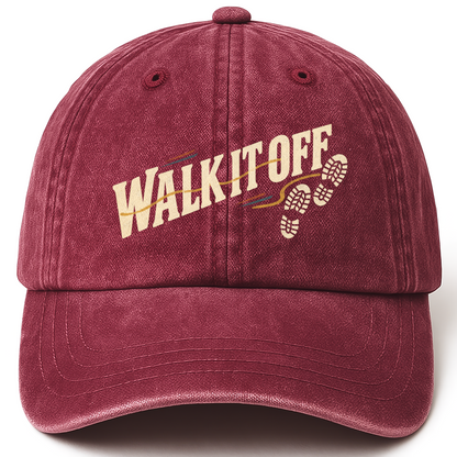 Wine Red vintage washed cap with Walk It Off printed front design