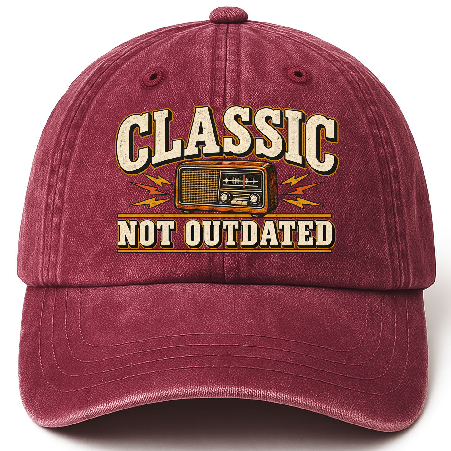 Wine Red vintage washed cap with 44 classic not outdated ideogram 4x TRIM pad80 printed front design