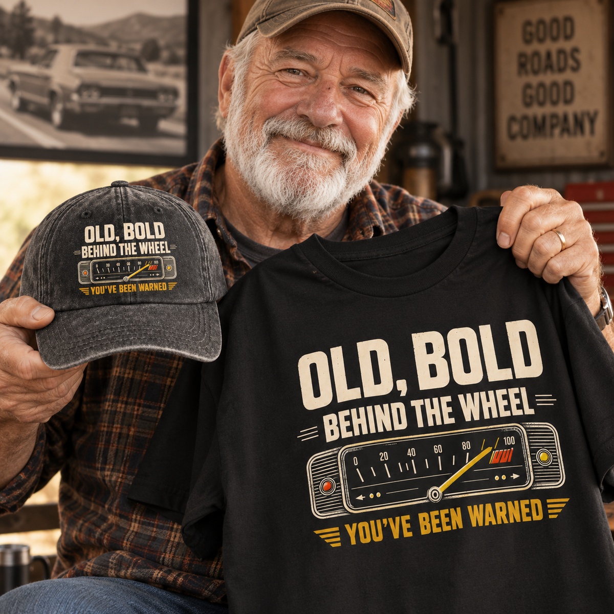 "Old, Bold, Behind The Wheel. You’ve Been Warned" Vintage T-Shirt