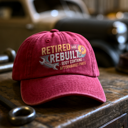 "Retired and Rebuilt – Body Contains Aftermarket Parts" Garage Grumble Plate Cap