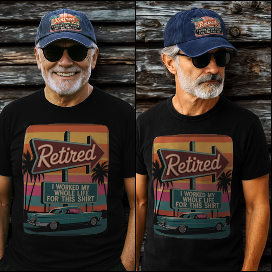 "Retired. I Worked My Whole Life For This Hat." Sunset Motel Retro Chill Cap
